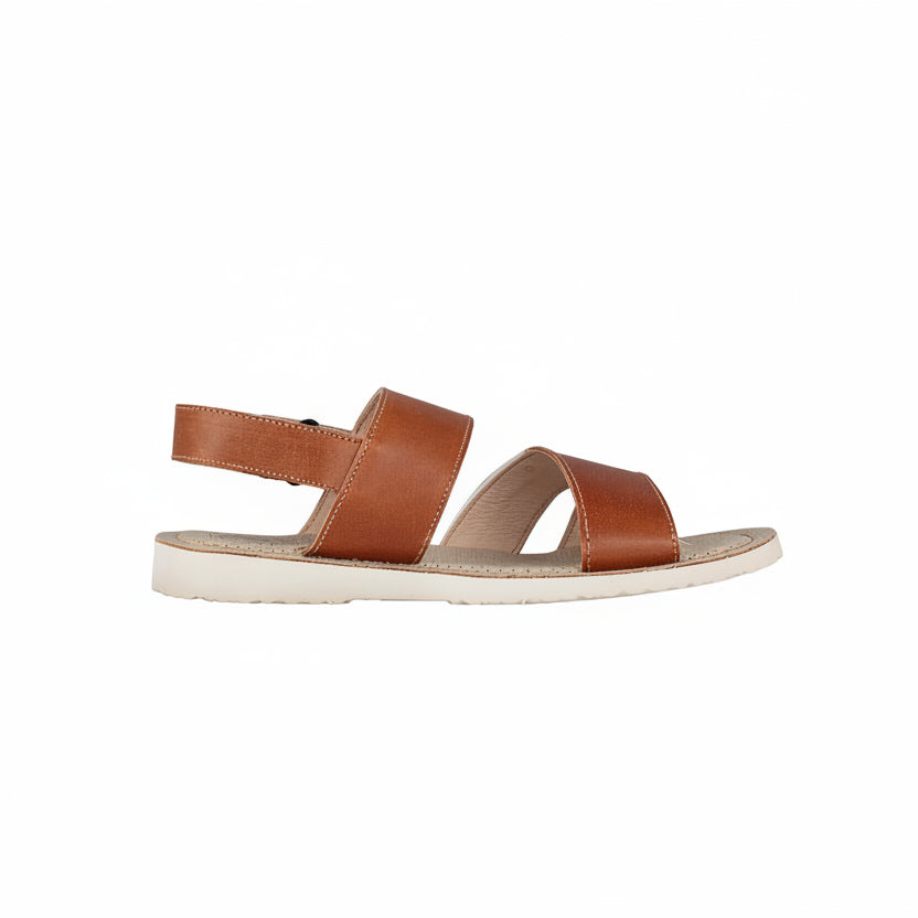 Menƒ?????s Brown Leather Strappy Casual Sandal ƒ????? Low Ankle
