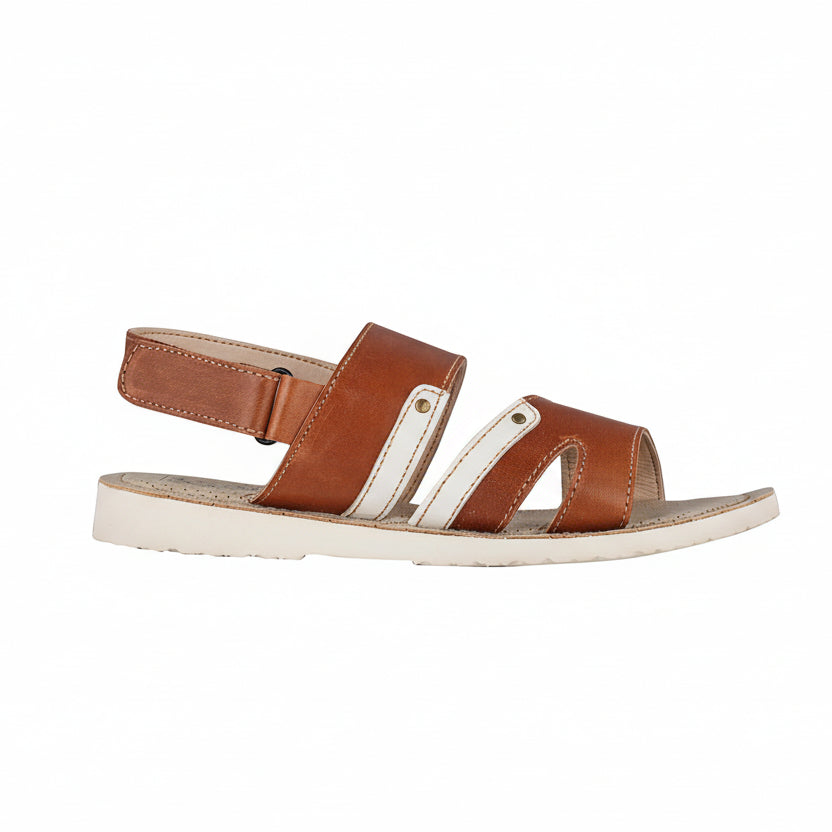 Menƒ?????s Brown Leather Strappy Casual Sandal ƒ????? Low Ankle