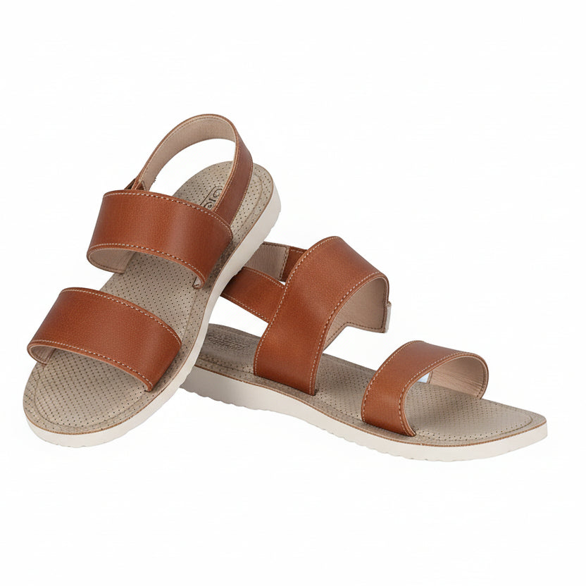 Menƒ?????s Brown Leather Strappy Casual Sandal ƒ????? Low Ankle