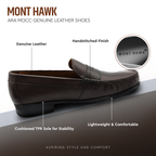 Ara Mocc Genuine Leather Loafers – Handstitched Slip-On Shoes with Cushioned Insole & Durable TPR Sole