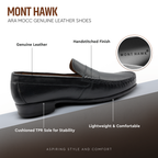 Tassel Mocc Genuine Black Leather Loafers – Handstitched Slip-On Shoes with Cushioned Insole & Durable TPR Sole