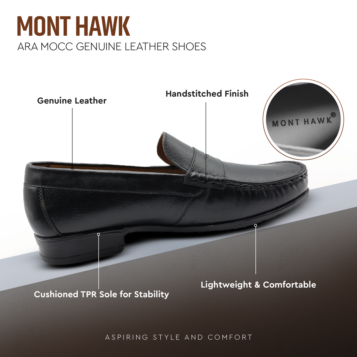 Tassel Mocc Genuine Black Leather Loafers – Handstitched Slip-On Shoes with Cushioned Insole & Durable TPR Sole