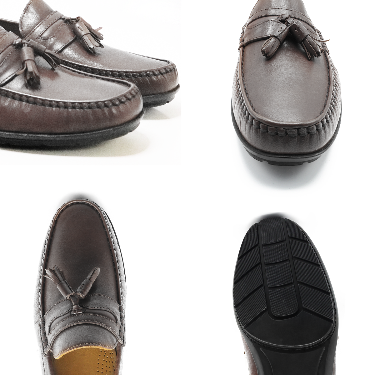 Men’s Tassel Mocc Genuine Tan Leather Loafers – Handstitched Slip-On Shoes with Cushioned Insole & Durable TPR Sole