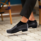 Tassel Mocc Genuine Black Leather Loafers – Handstitched Slip-On Shoes with Cushioned Insole & Durable TPR Sole