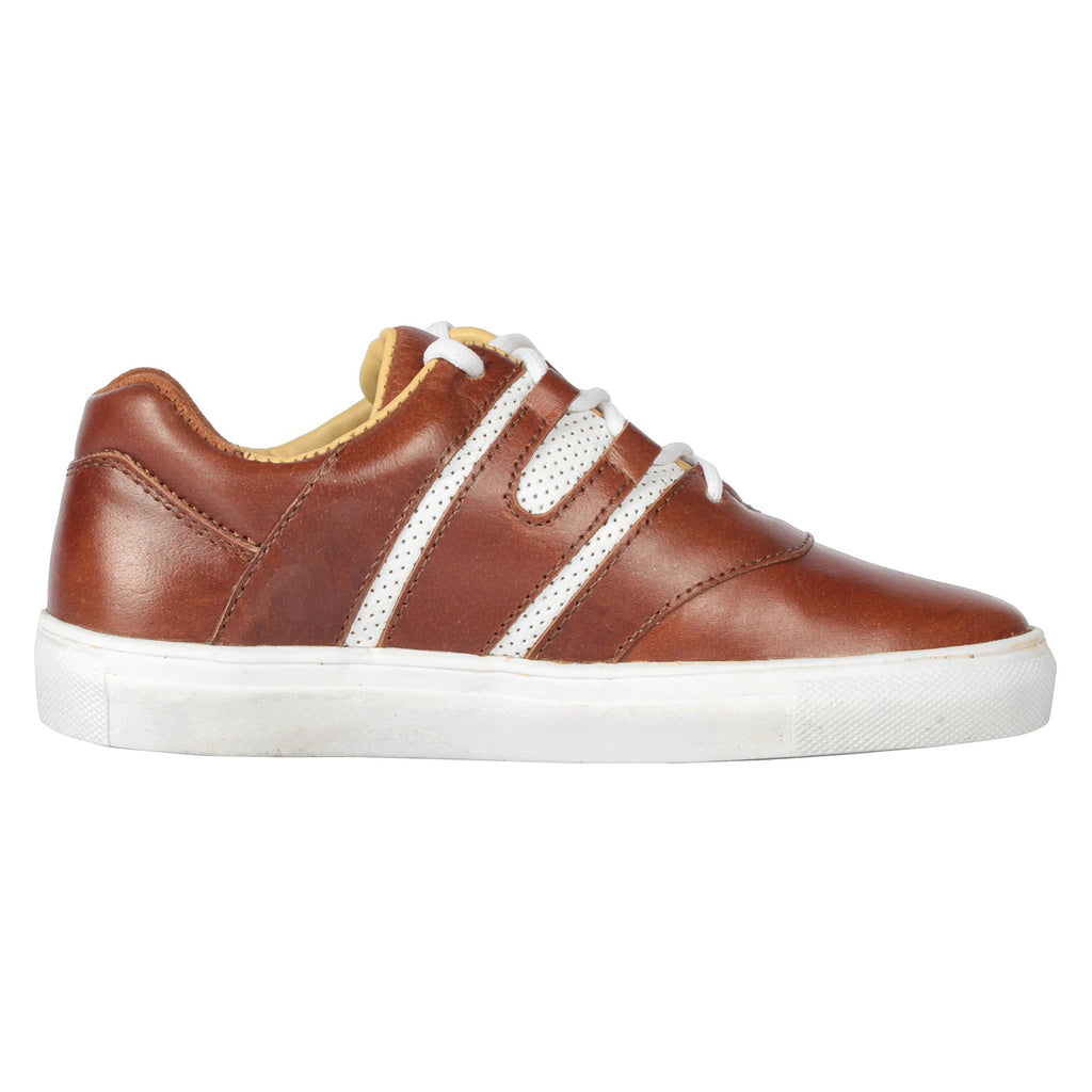 Men's Brown Leather Casual Sneakers Low Ankle