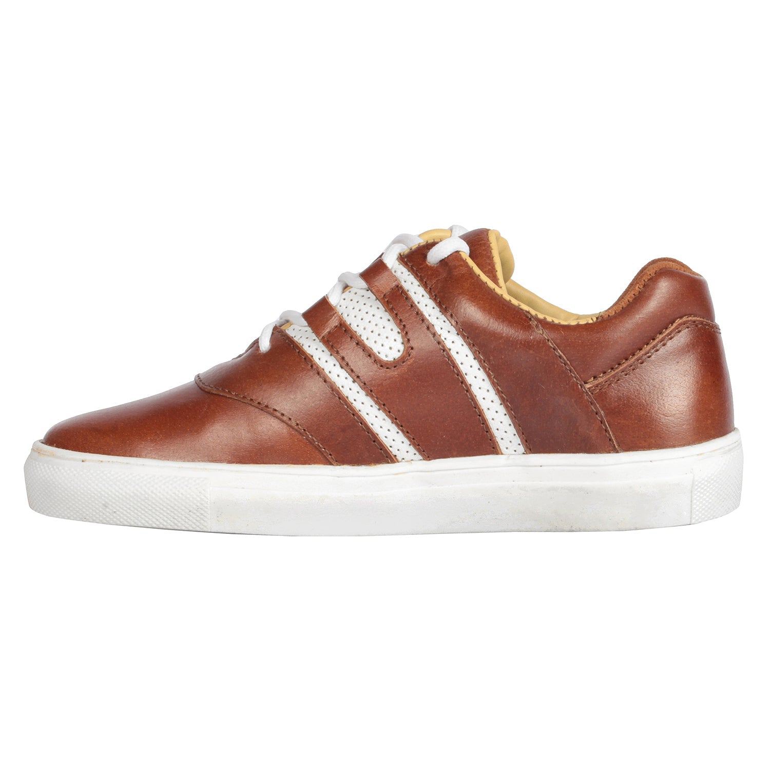 Men's Brown Leather Casual Sneakers Low Ankle