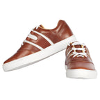 Men's Brown Leather Casual Sneakers Low Ankle