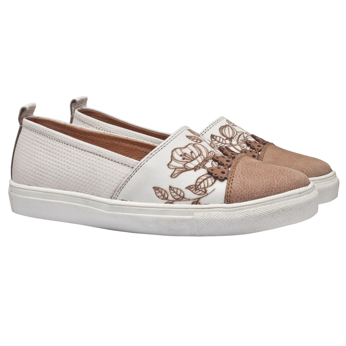 Women’s White Leather Casual Loafers
