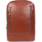 Full-Grain Leather Laptop Backpack with Dual Front Zippers & Padded Interior
