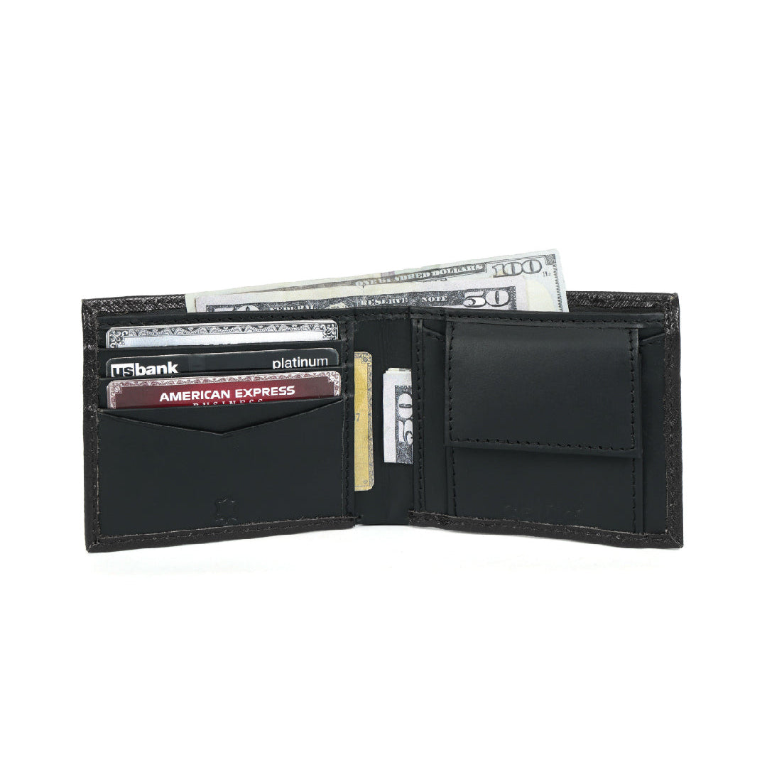 Celtic Genuine Leather Bi-Fold Wallet with Flip ID Window & Coin Pocket