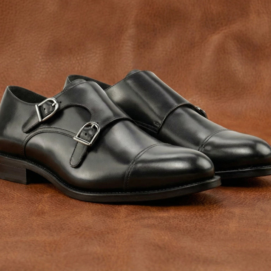 Black Double Monk GoodYear Welted