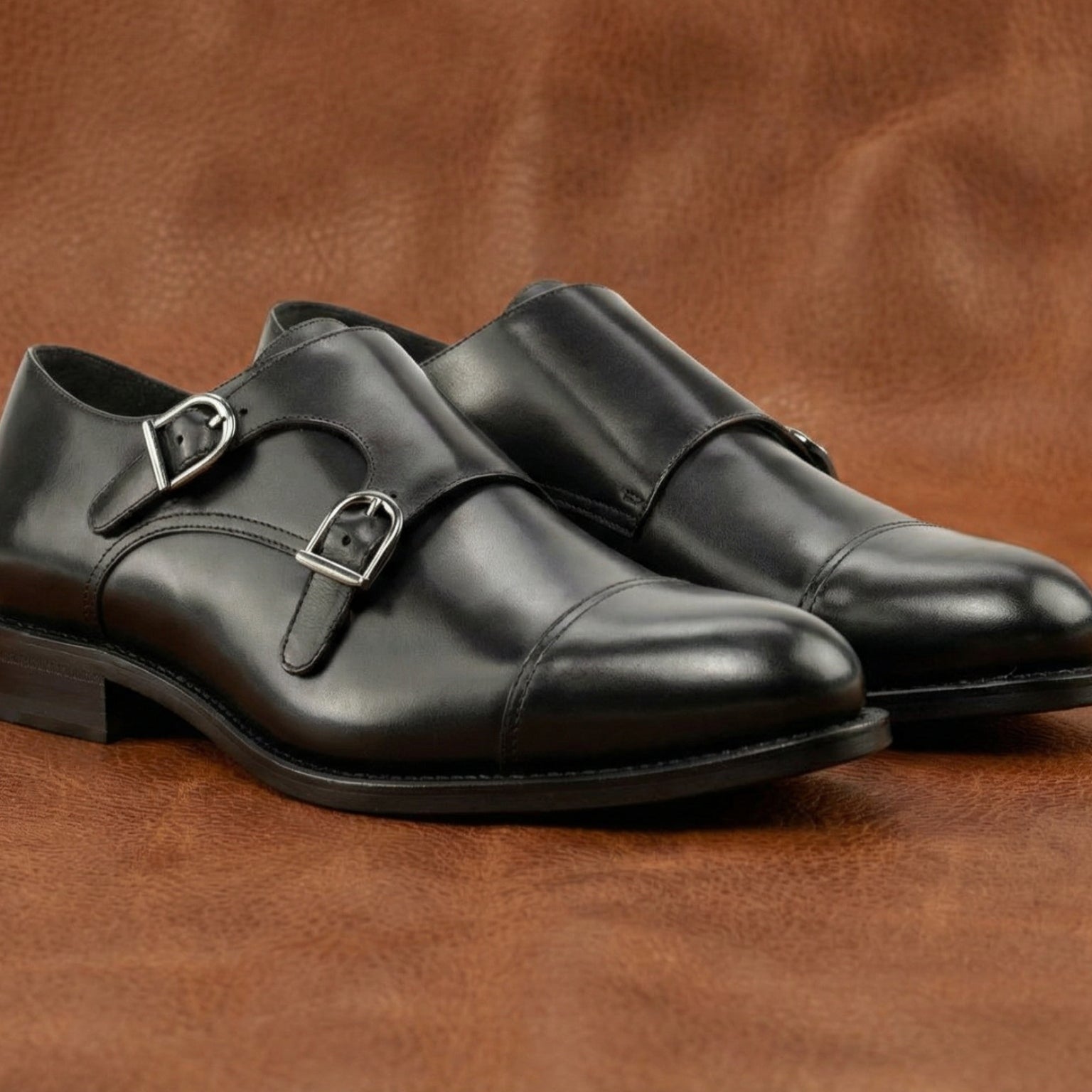 Black Double Monk GoodYear Welted
