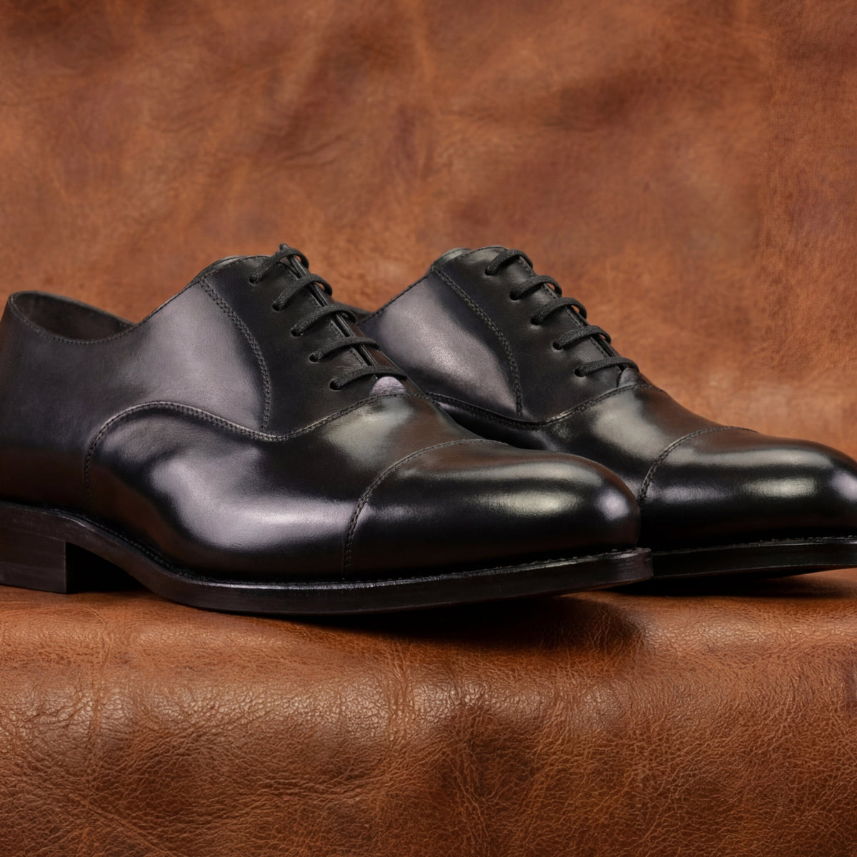 Black Oxford Cap Toe GoodYear Welted