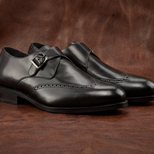Black Single Monk GoodYear Welted