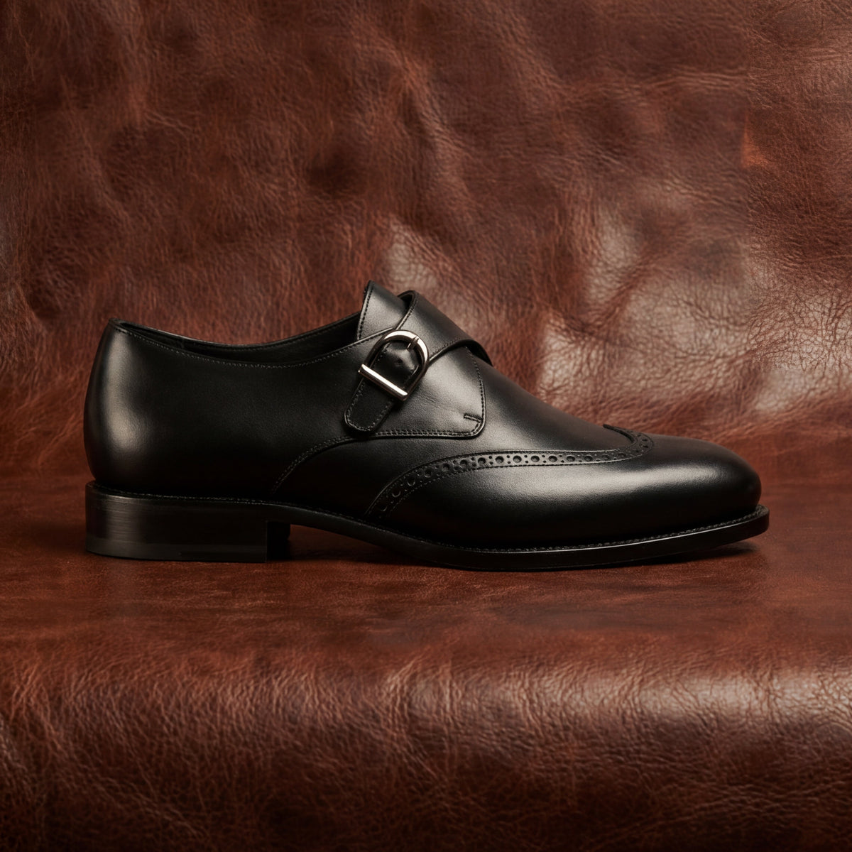Black Single Monk GoodYear Welted