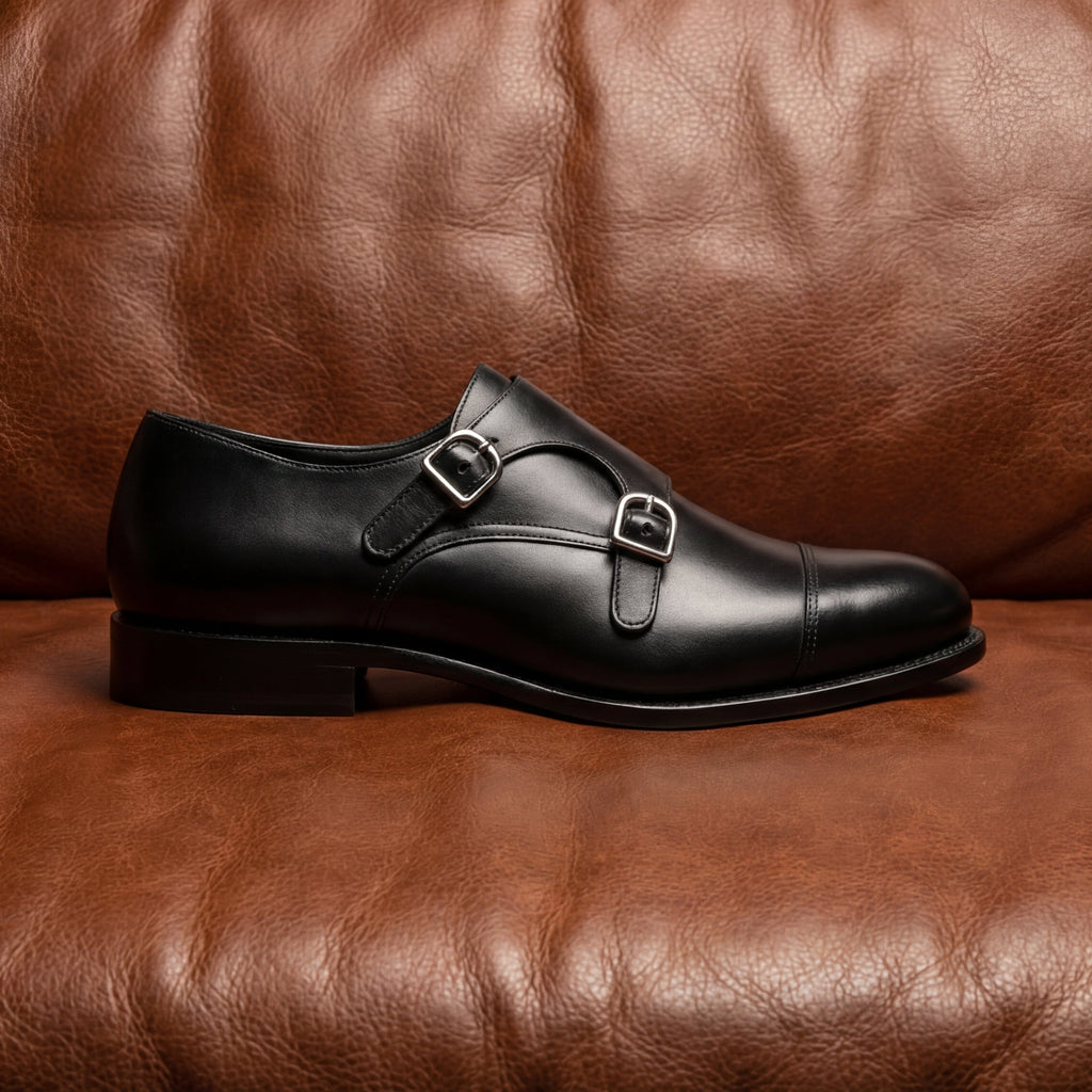 Black Double Monk GoodYear Welted