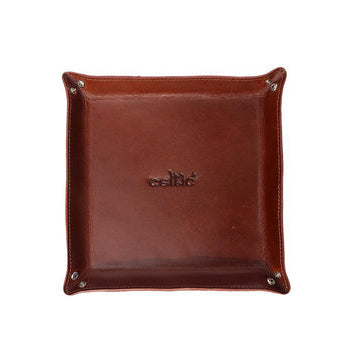 Celtic Brown Color Pure Leather Tray For Office Use