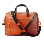 Premium Two-Tone Leather Office & Laptop Bag with Detachable Shoulder Strap