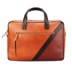 Premium Two-Tone Leather Office & Laptop Bag with Detachable Shoulder Strap