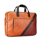 Premium Two-Tone Leather Office & Laptop Bag with Detachable Shoulder Strap