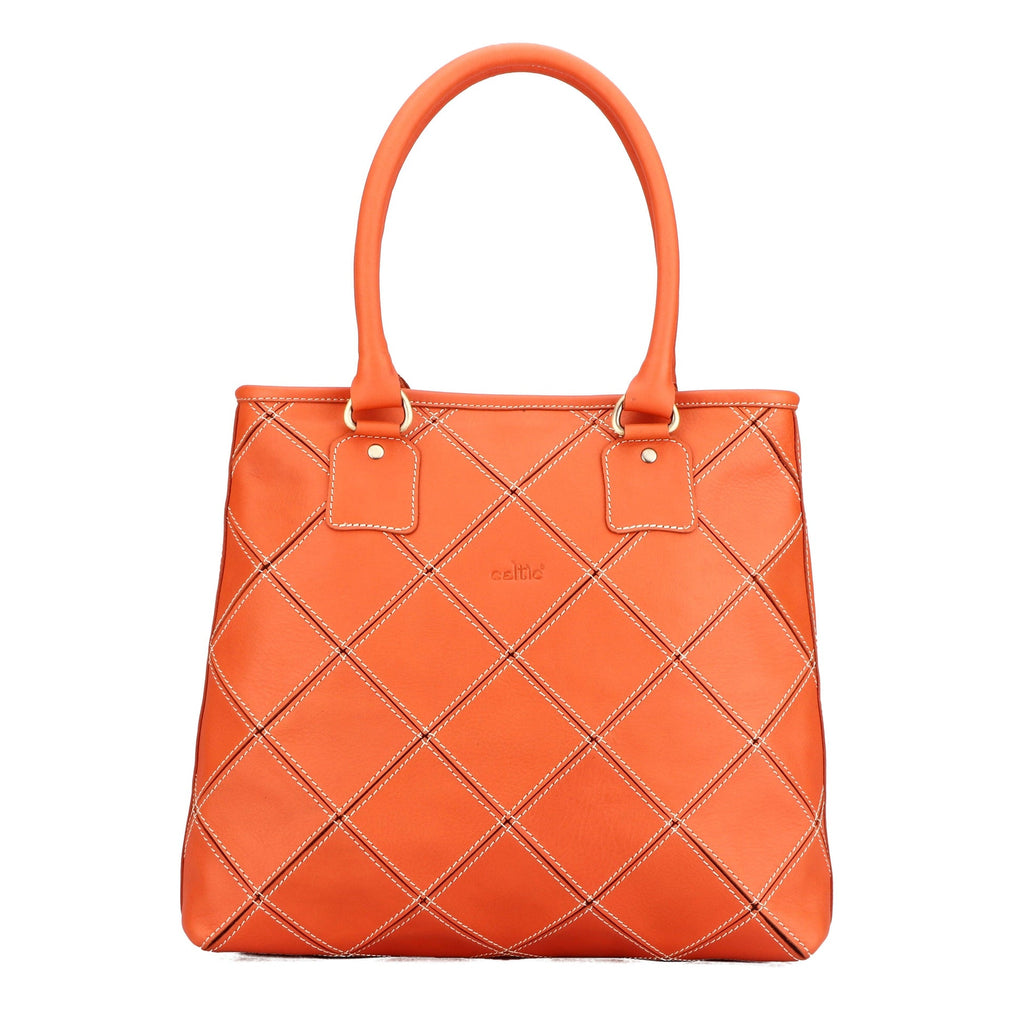 Premium Quilted Leather Tote Bag with Zip Closure