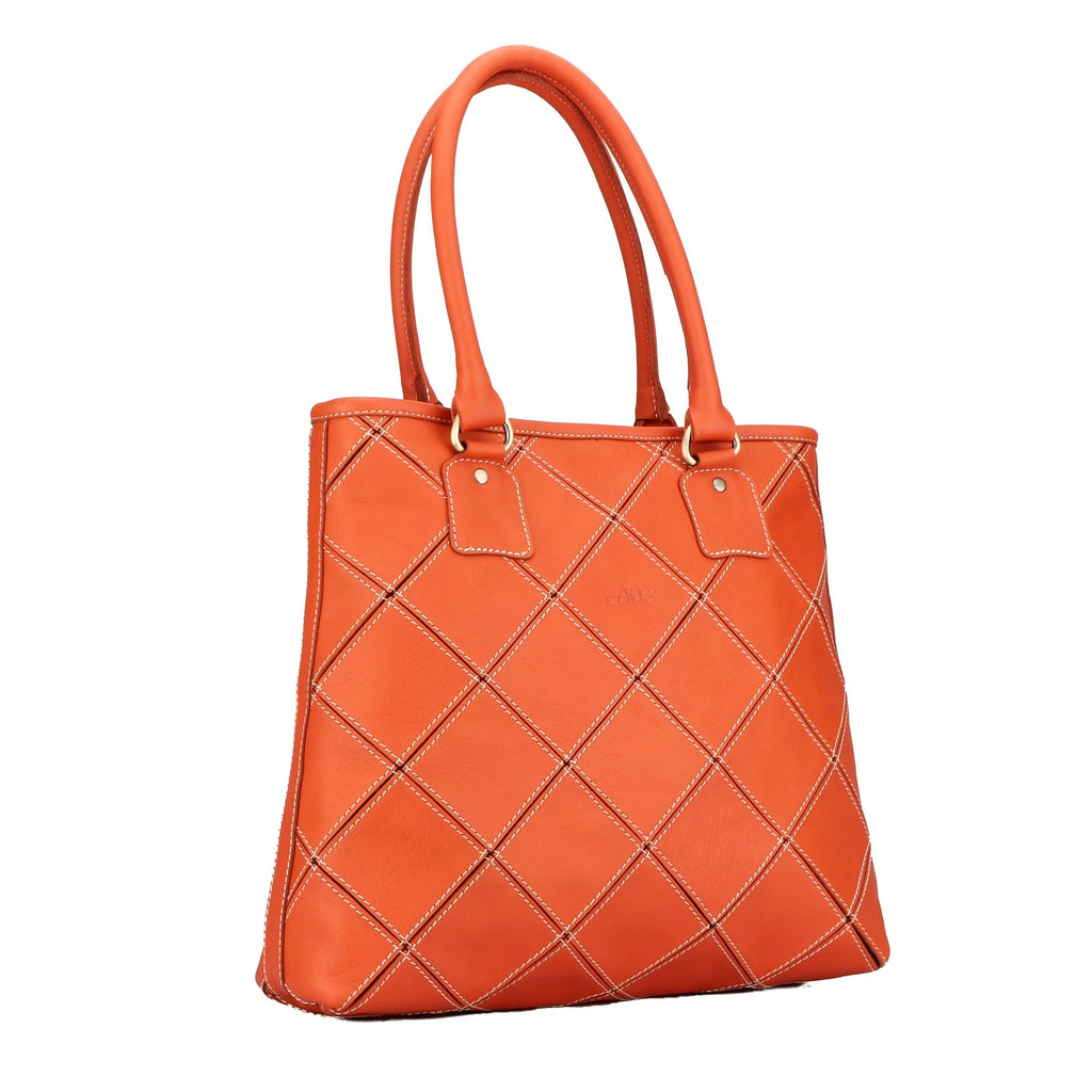 Premium Quilted Leather Tote Bag with Zip Closure