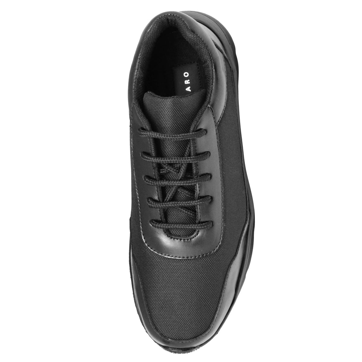 Mens Black Leather Casual Sneakers  Low Ankle