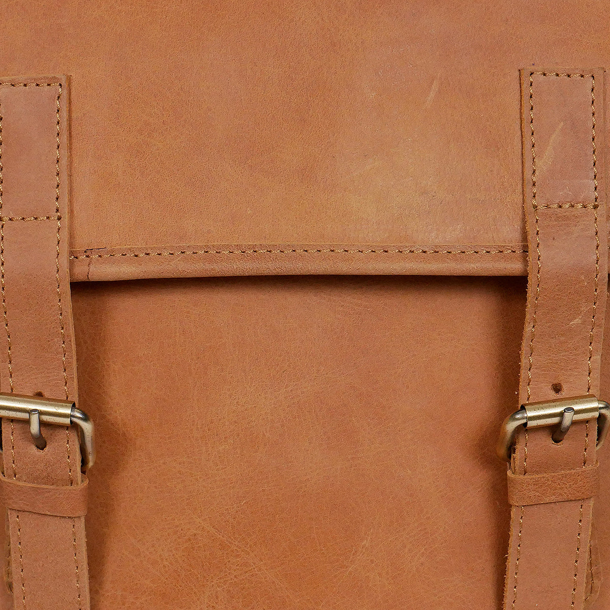Genuine Leather Backpack Brown with Flap Closure, Adjustable Straps & Inside Zip Pocket