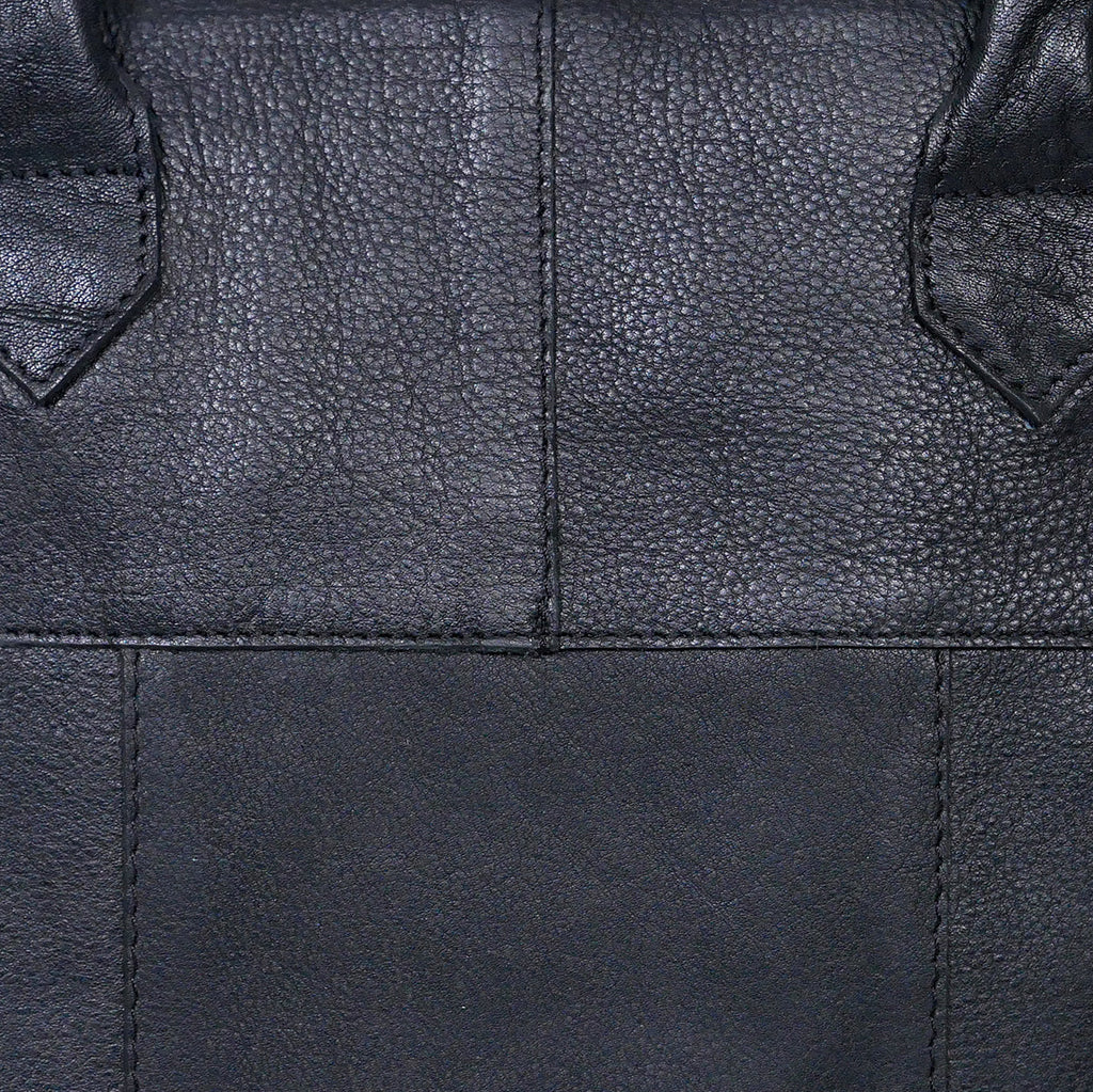 Genuine Leather Tote Bag Black with Top Zip Closure, Inner Zip Pocket & Dual Handles
