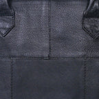 Genuine Leather Tote Bag Black with Top Zip Closure, Inner Zip Pocket & Dual Handles