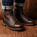 Tumbled Leather Combat Boots - Italian Style Lace-to-Toe Monkey Boots