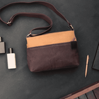 Premium Export Quality Canvas & Leather Crossbody Sling Bag with Multiple Zip Pockets | Travel Everyday Use