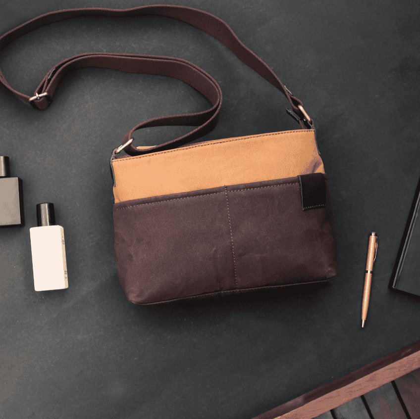 Premium Export Quality Canvas & Leather Crossbody Sling Bag with Multiple Zip Pockets | Travel Everyday Use