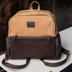 Premium Export Quality Canvas & Leather Mini Backpack with Multi Zip Pockets & Adjustable Straps