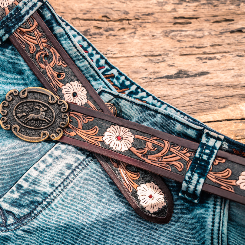 Artisan Brown Tooling Belt + Dual-Tone Wallet Gift Combo