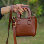 Premium Smooth Leather Mini Handbag with Top Handle & Adjustable Shoulder Strap