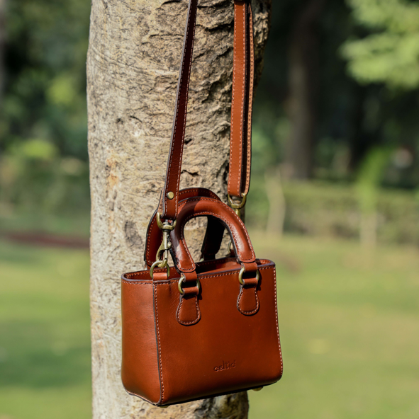 Premium Smooth Leather Mini Handbag with Top Handle & Adjustable Shoulder Strap