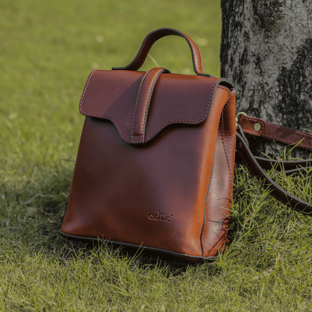 Premium Leather Mini Backpack for Women with Flap Closure