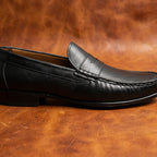 Tassel Mocc Genuine Black Leather Loafers – Handstitched Slip-On Shoes with Cushioned Insole & Durable TPR Sole