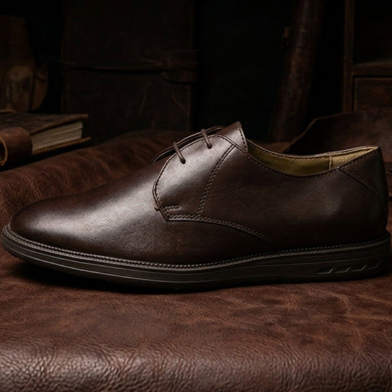 Men's Genuine Leather Blucher Shoes with TPR Comfort Sole