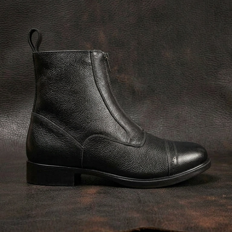 Long Zipper Closure Retro Style Women's Fashion Elegant wear Boots in Genuine Leather