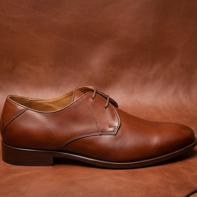 Genuine Leather Blucher Shoes with TPR Handcrafted sole