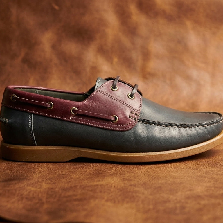 Laced Up Closure Genuine Leather Slip On Flat Stylish Retro Design Men Fashion Wear Shoes