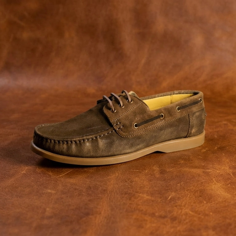 Suede Laced Up Premium Quality Original Leather Flat Wear Stylish Men Shoes