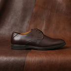 Leather Blucher Shoes – Open-Lace Derby Design with Cushioned TPR Comfort Sole & Breathable Leather Lining
