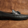 Men’s Tassel Mocc Genuine Tan Leather Loafers – Handstitched Slip-On Shoes with Cushioned Insole & Durable TPR Sole