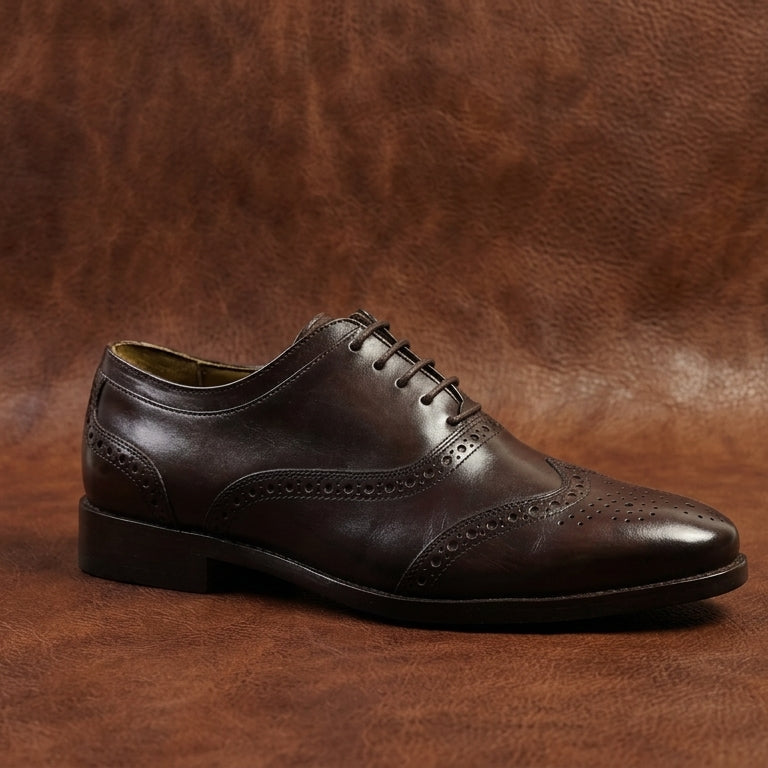 Men’s Genuine Leather Wingtips Brogue Shoes – Handstitched Vintage Roll-Moccasin Loafers with Leather-Lined Padded Sock & TPR Comfort Sole