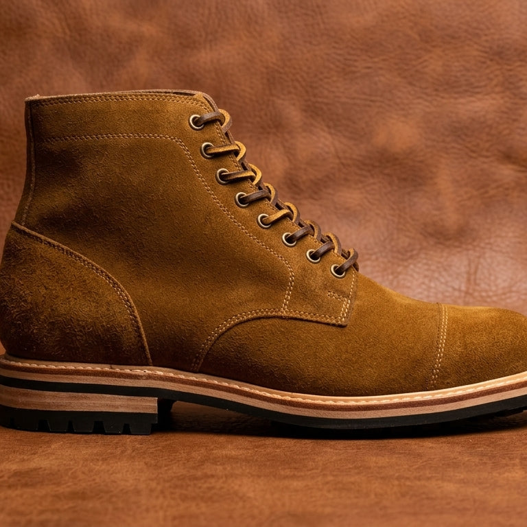 "Timber" Suede Cap-Toe Boot — Goodyear Welted
