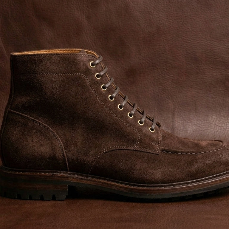 Pike Dark Brown Suede 8-Eyelet Goodyear Welted Boots