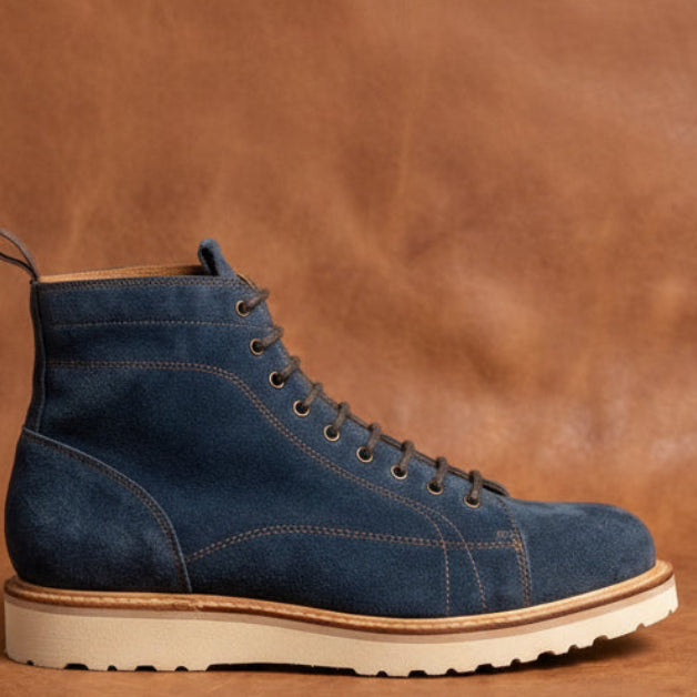 Heritage Blue Suede Monkey Boots Goodyear Welted